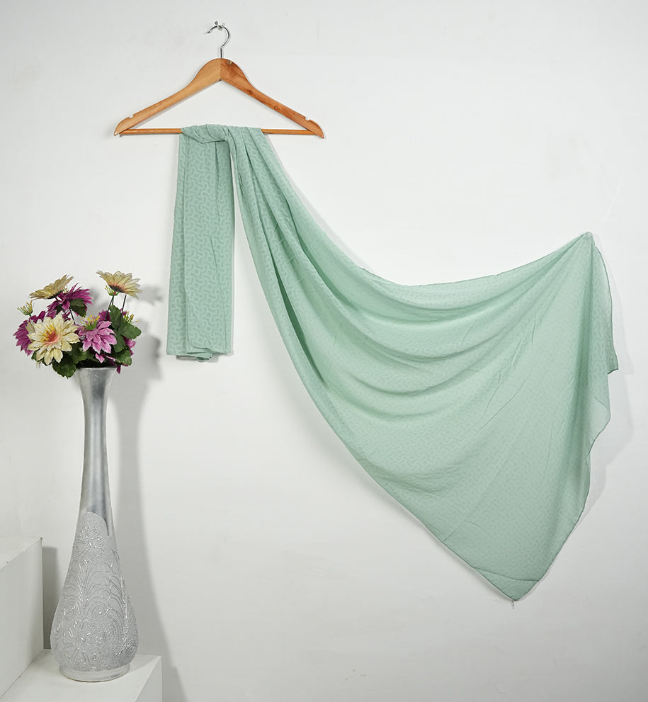 Self Patterned Georgette - Mint Green
