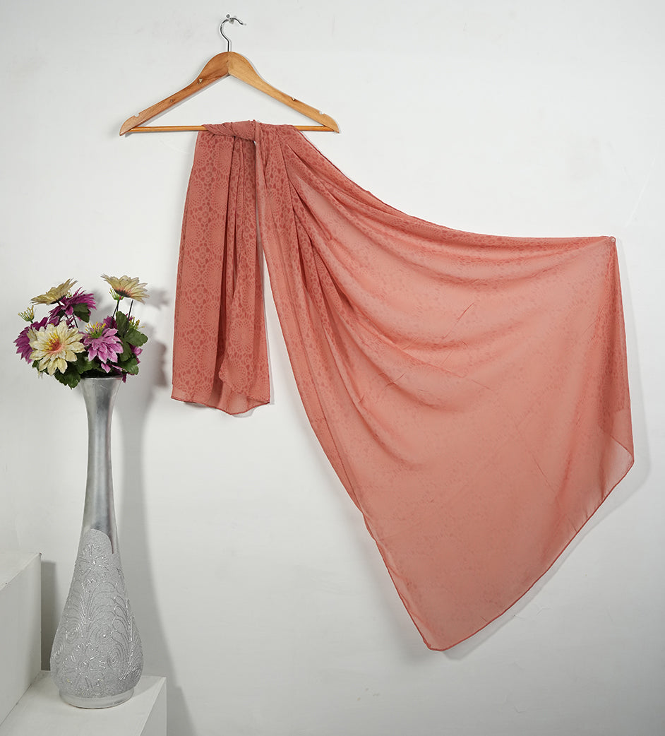 Self Patterned Georgette - Coral Peach