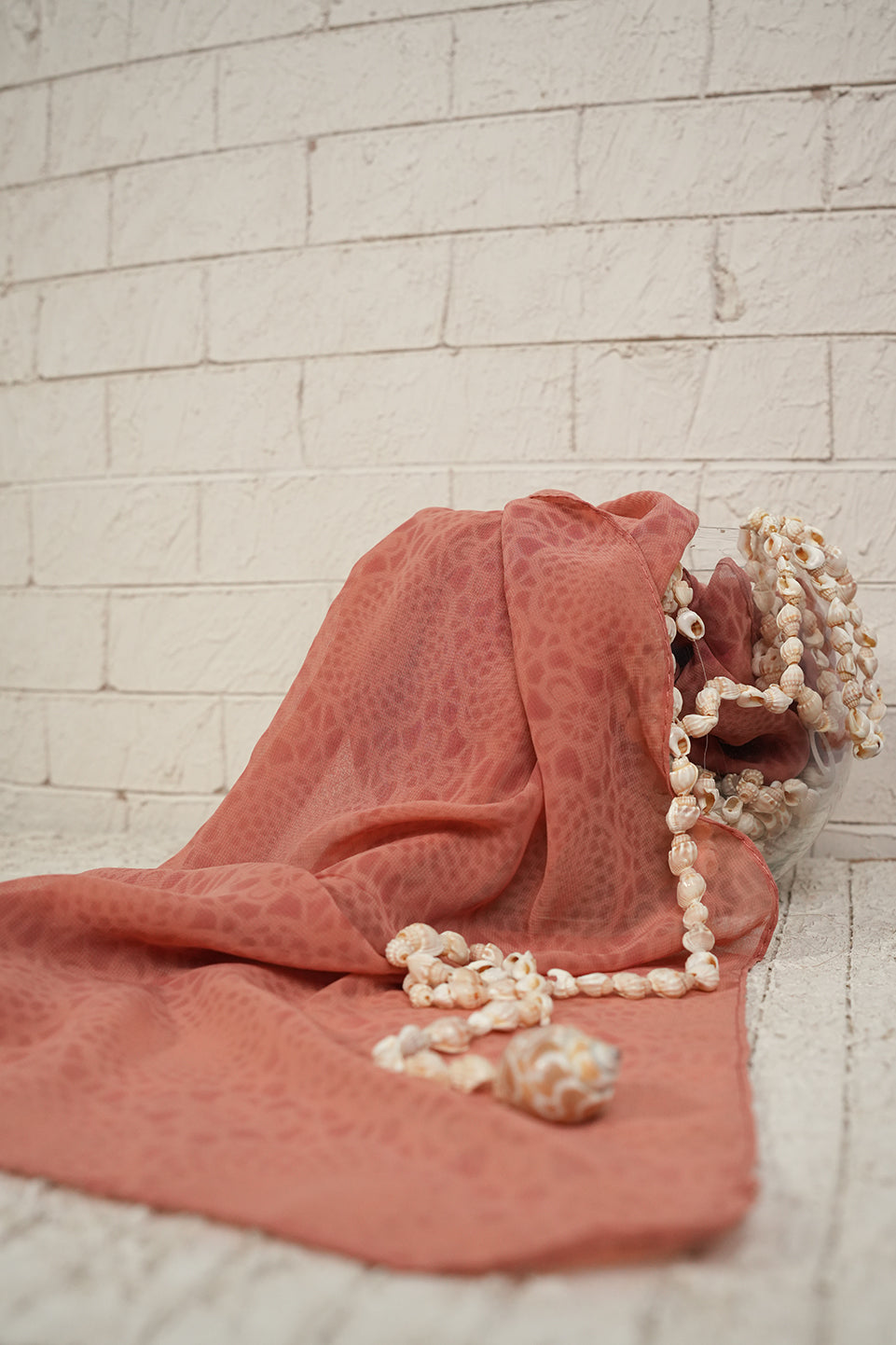 Self Patterned Georgette - Coral Peach