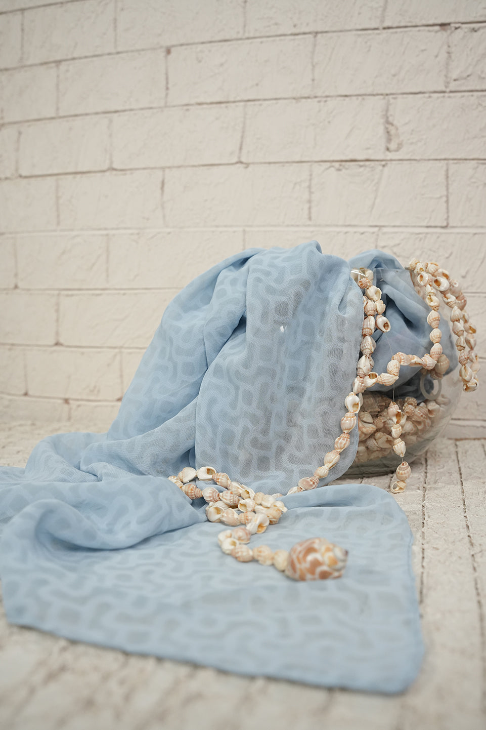 Self Patterned Georgette - Baby Blue