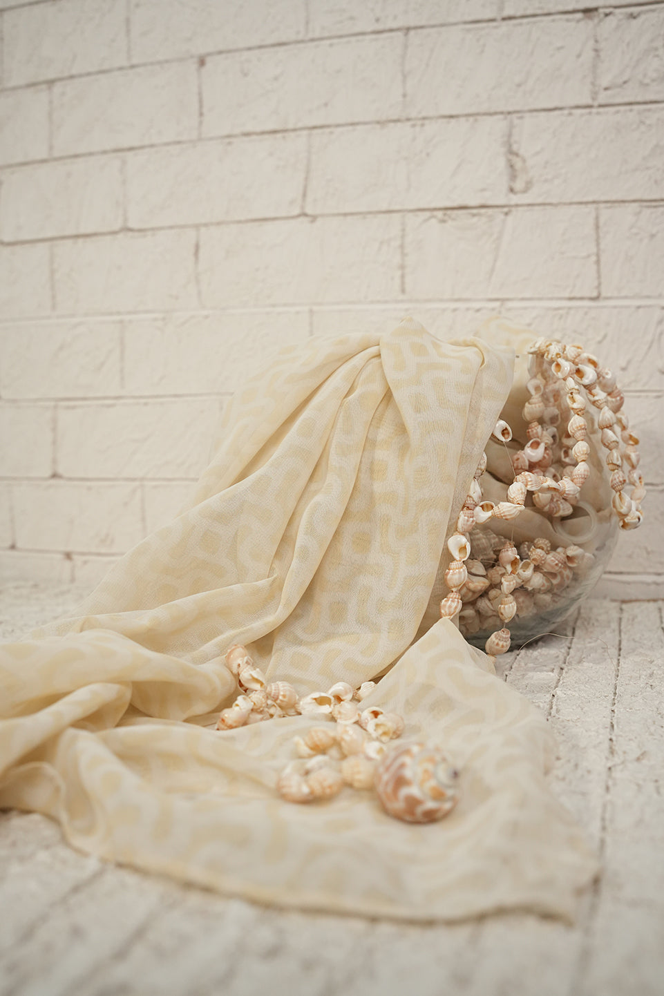 Self Patterned Georgette - Cream Beige