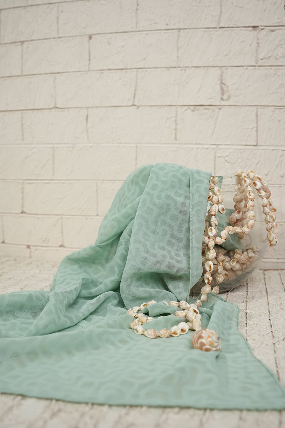 Self Patterned Georgette - Mint Green