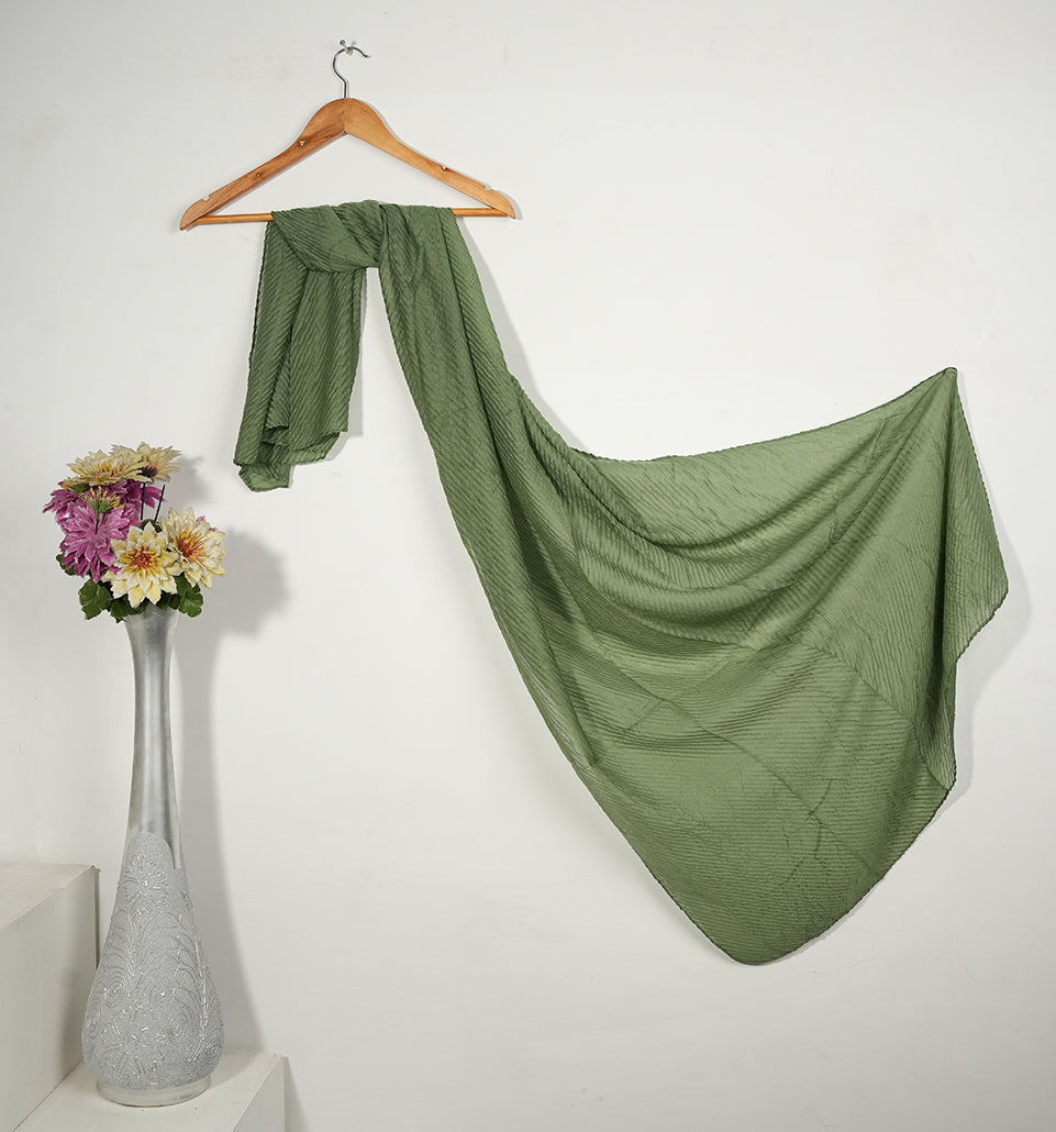 Crinkle Lawn - Olive Green